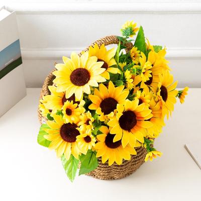 China Flower Sun Touch FL5205 Fabric Artificial Flower Decorative Large Sunflower One Stem Natural High Quality Silk Various Large Designs for sale