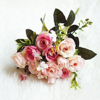 China BQ1005 Natural Real Touch Artificial Silk Rose Bouquet Flowers For Wedding Bridal Bouquet for sale