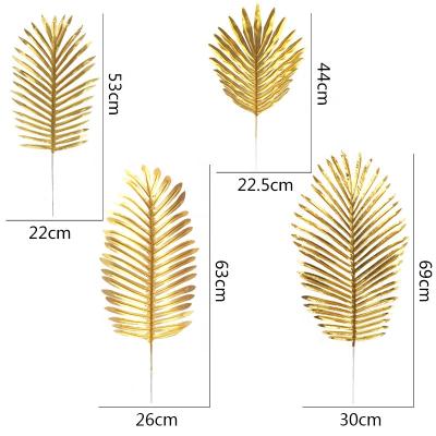 China PL1005 Real Touch Real Touch Natural Gold Turtle Palm Artificial Tropical Leaves for Wedding Tropical Turtle Monstera in Decoration Gold Palm Leaf for sale