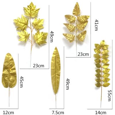 China Real Touch PL1005 Beach Party Decoration Summer Natural Hawaiian Tropical Turtle Golden Leaf Artificial Palm Leaves for sale