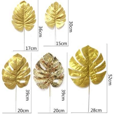 China PL1005 Touch PL1005 Real Golden Artificial Tropical Turtle Leaf Golden Plam Leaf Artificial Leaves For Decoration for sale