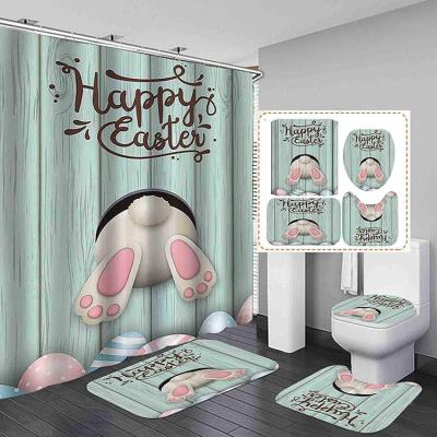 China Sustainable Customized Polyester Fashionable Women Bathroom Sets With Shower Curtain And Covers for sale