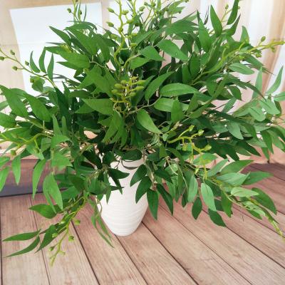 China Artificial Silk Stem Plastic Leaf Willow Branches Artificial Willow Leaves for Wedding Party Party Wall Home Decorations for sale