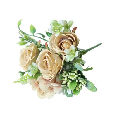 China Artificial Silk And Plastic Flowers Wedding Silk Fake Rose For Wedding Home Decor Flower Bouquet Supplier for sale