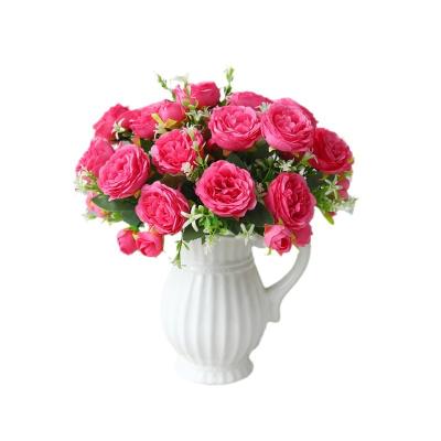 China Wholesale Silk Peony Artificial Flower Peonies Artificial Silk Peony Bouquet For Home Office Wedding Decor for sale