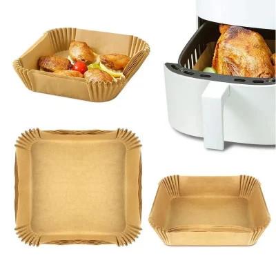 China 50Pcs Square Disposable Air Fryer Paper Liner Heat Resistant Steamer Non Stick Mat for sale