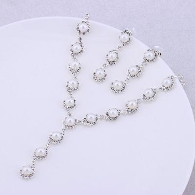 China CLASSIC Shiny Rhinestone Pearl Accessories Necklace Bracelet Bridal Earring Set Wedding Accessories Girls Party Dresses for sale