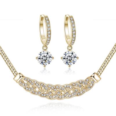 China New Eco-Friendly Necklace Set Korean Fashion Waltz Crystal Clavicle Chain Short Necklace Earrings for sale