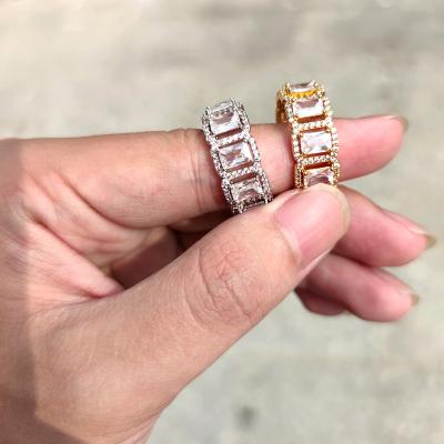 China European And American Hot Punk Four Cavity Claw Rock Candy Ring Micro-inlaid Zircon Trend Personality Hip Hop Ring for sale