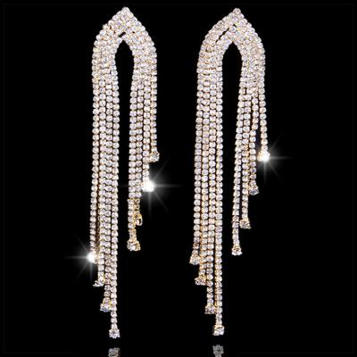 China FASHIONABLE European and American style full multi-layer Bohemian diamond fashion long tassel earrings for sale