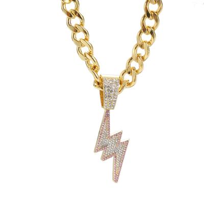 China New Punk Broken Heart Pendant Necklace Gold And Silver Zirconia Hip Hop Necklace With Rope Chain For Men for sale