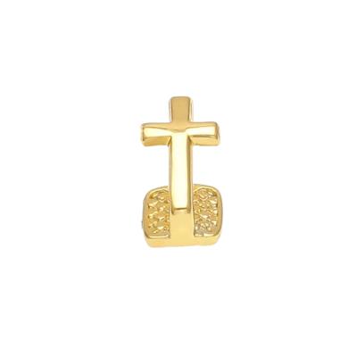 China Hiphop Hip Hop Jewelry 18K Gold Plated Cross Shape Grillz Men Women Say Dental Single Mouth Teeth Lower Upper Cross Grillz for sale