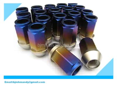 China Titanium Auto Wheel Lug Lug Nuts Roll Bolt And Nut Rainbow Burnt 21 Hex Wheel Lug Lug Titanium Nuts for sale