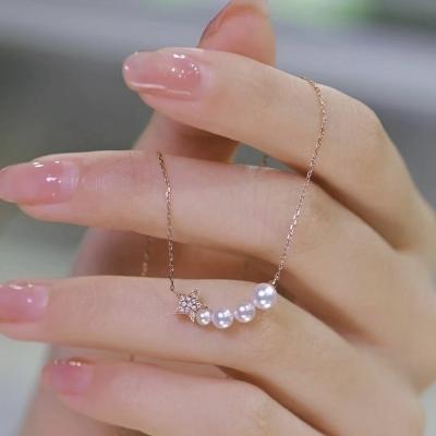 China N279 3-7mm DIY Cute Natural Freshwater Pearl Charm Necklace Chain Accessory 925 Sterling Silver Jewelry For Women for sale