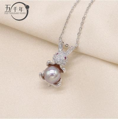 China N039 7-8mm DIY FASHIONABLE Natural Freshwater Pearl Charm Necklace Chain Accessory 925 Sterling Silver Jewelry For Women for sale