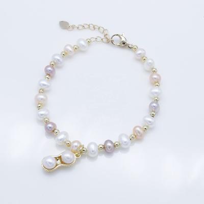 China 005B 5-6mm Genuine Pearl Bracelet FASHIONABLE Freshwater Adjustable Jewelry High Quality Real Gold Plated Pearl Bracelets Women Gift for sale