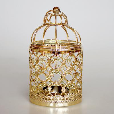 China Birdcage European Style Candlestick Products Craft Metal Gold Plating Style Decoration Wedding Home Props for sale