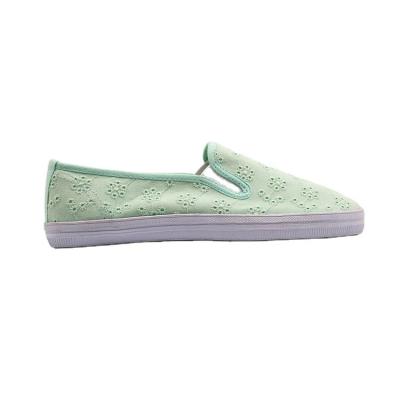 China Fashion trend women's jacquard fabric flats light green slip-on sneakers walking style other fashionable casual vulcanized shoes for sale