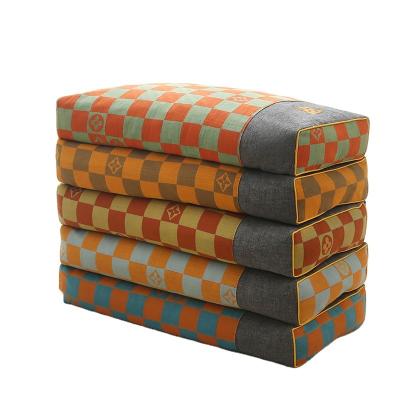 China Buckwheat Pillow Checkerboard Yarn Double Spine Adult Cervical Pillow Nondisposable Square Single Square Pillow Can Be Dismantled And Washed for sale