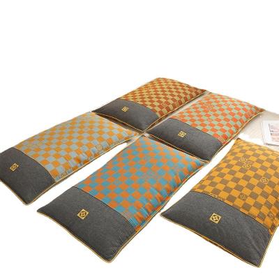 China Nondisposable Double Yarn Checkerboard Checked Single Sleeping Buckwheat Pillow Adult Detachable Coat Cotton Checked Square Pillow for sale