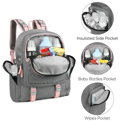 China Large Capacity Durable Water Resistant Diaper Bags Baby Bag Diaper Backpack With Stroller Straps Changing Mat for sale