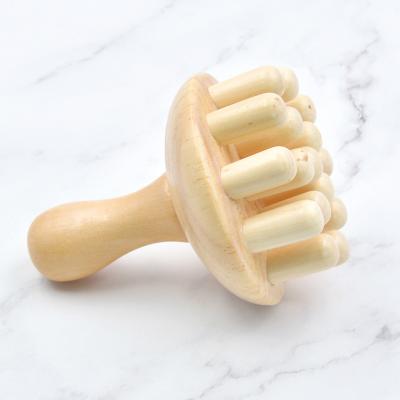 China Hot Sale Wooden Round Health Easy Relax Therapy Hand Held Wooden Massager Muscle Body Anti Cellulite Massage Tool for sale