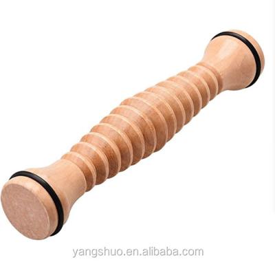 China Easy Wooden Foot Roller, Natural Wooden Ribbed Foot Massager Roller, Wooden Body Massager Stick for sale