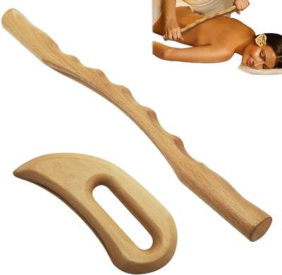 China Wooden Body 2 Pcs Gua Sha Therapy Massage Tools Guasha Board Body Massage for sale