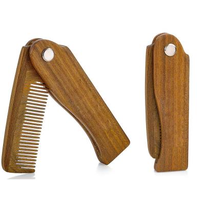 China High Quality Travel Sandalwood Folding Beard Comb For Men for sale