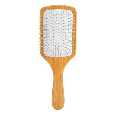 China Wooden Hair Brush Scalp Massage Comb Pin Bristle Round Paddle Detangling Hair Brush Professional Bamboo Metal Paddle for sale