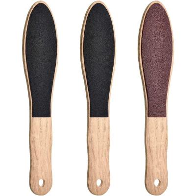 China Beech Wood + Wooden Foot Cleaning Callus Remover Handle Pedicure Foot File Customized By Sandpaper for sale