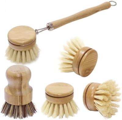 China Reusable Zero Viable Kitchen Waste Reusable Bamboo Wooden Dish Cleaning Brush Sisal Wood Dish Cleaning Brush Kitchen Washing Cleaning Brush for sale