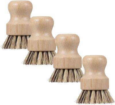 China Viable Wholesale Natural Wooden Bamboo Kitchen Dish Wash Pot Cleaning Brush Set for sale