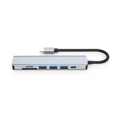 China SmartPhone/Mobile Devices Computer Laptop Tablet Aluminum New Arrival Usb Hub 7 In 1 Type C Hub 3.0 Multi Function USB-c Dock Usb Adapter for sale