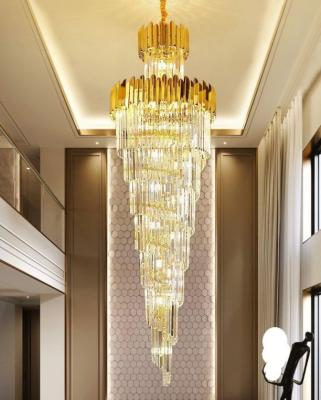 China Hotsale Modern Decoration Crystal Pendant LED Villa Luxury Hall Light Indoor Lighting Crystal Staircase Chandelier Light for sale