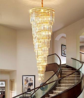 China Modern Decoration Indoor Lighting Customize Villa Luxury Hall Light Crystal Pendant LED Large Staircase Chandelier Light for sale