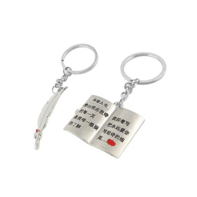 China Custom Metal Book Shaped Bible Keepsake Metal Key Chain for sale