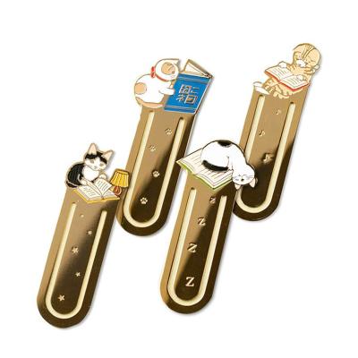 China Custom Cute China Cat Enamel Pin Brass Bookmark for sale