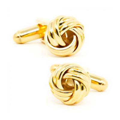 China Brass Personalized Round Gold Knot Silk Cufflinks For Mens Shirts for sale