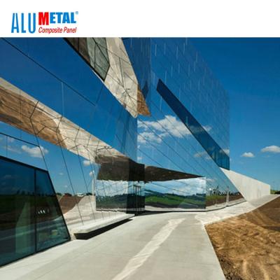 China High Aluminum Cobond Dibond Mirror Alumetal Reflection Panel 5mm Aluminum Composite Wall Panels Exterior Mirror for sale