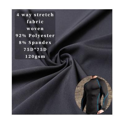 China Stretch Customized 75D 92% Polyester 8% Spandex 4 Way Woven Stretch Fabric Sports Suit Activewear Sportswear Stretch Fabric 4 Way Stretch Fabric for sale