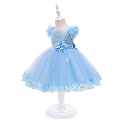 China Latest Factory Washable 0-24 Months Kids Dress Beaded Princess Dress Puff Sleeve Dress for sale