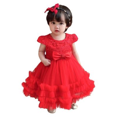 China Washable Latest Product Dress Kids Red Embroidered Skirt Princess Dress Tutu Skirt for sale