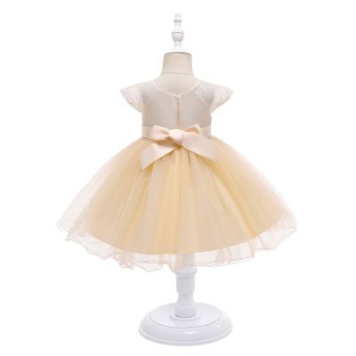 China Factory direct washable girls' dress with lotus leaf sleeves princess dress with bow and tutu skirt for sale