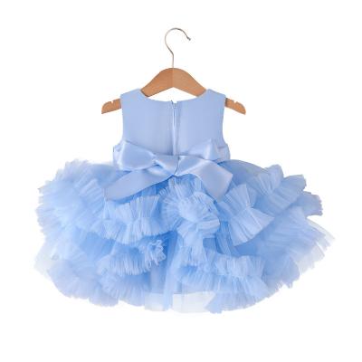 China Cinderella Girls Princess Gown Dress Sky Blue Washable Color Sky Fluffy Wedding Dresses for sale