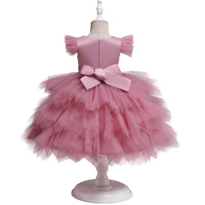 China Washable Summer Babies Clothes Dress Polyester/Cotton Material Pink Color Sleeveless Dressy Dresses for sale