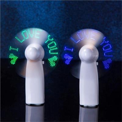 China Battery Operated Mini LED Light Fan Customize Logo Fan Business Gift Advertising Item Led Display Electric Fan Handheld OEM for sale