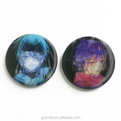 China Europe Anime Button Badge 3d Lenticular Lenticular Pin In Stock for sale