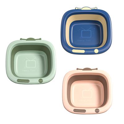 China Portable Collapsible Baby Wash Face Sink Handles Plastic Dish Pan Sink Travel Bowl for Baby Bath Basin for sale