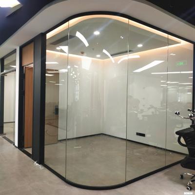 China Stylish Slim Modern Glass Wall Partition Office Screen High Partition Contemporary Aluminum Frame Wall for sale